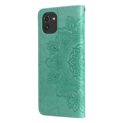 For Samsung Galaxy A03 EU Version 7-petal Flowers Embossing Pattern Horizontal Flip CasePhone Case(Green) by buy2fix