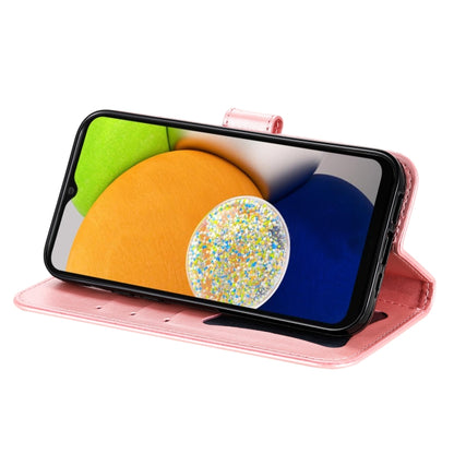 For Samsung Galaxy A03 EU Version 7-petal Flowers Embossing Pattern Horizontal Flip CasePhone Case(Rose Gold) by buy2fix