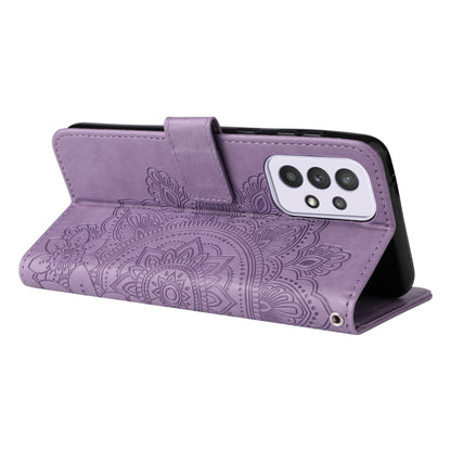 For Samsung Galaxy A33 5G 7-petal Flowers Embossing Pattern Horizontal Flip CasePhone Case(Light Purple) by buy2fix