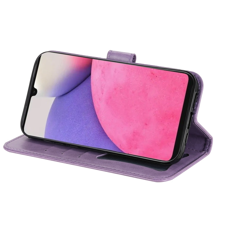 For Samsung Galaxy A33 5G 7-petal Flowers Embossing Pattern Horizontal Flip CasePhone Case(Light Purple) by buy2fix