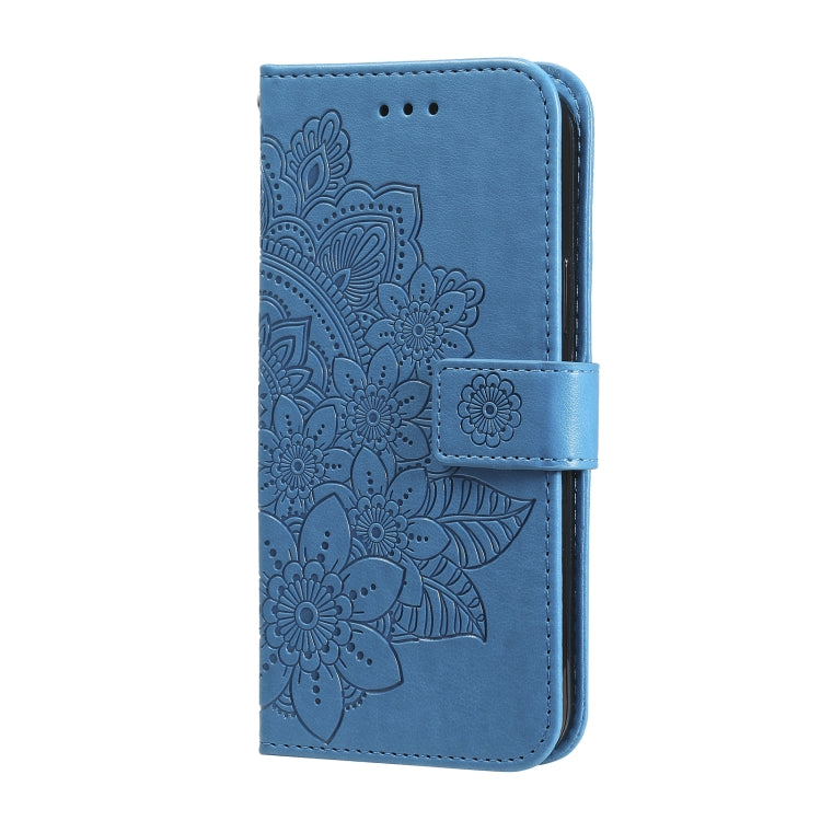 For Samsung Galaxy A33 5G 7-petal Flowers Embossing Pattern Horizontal Flip CasePhone Case(Blue) by buy2fix