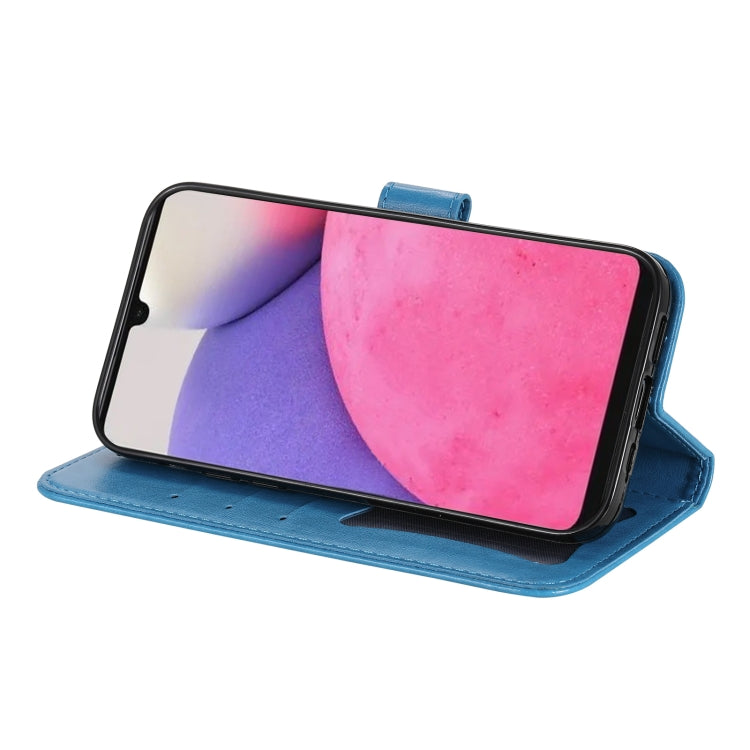 For Samsung Galaxy A33 5G 7-petal Flowers Embossing Pattern Horizontal Flip CasePhone Case(Blue) by buy2fix