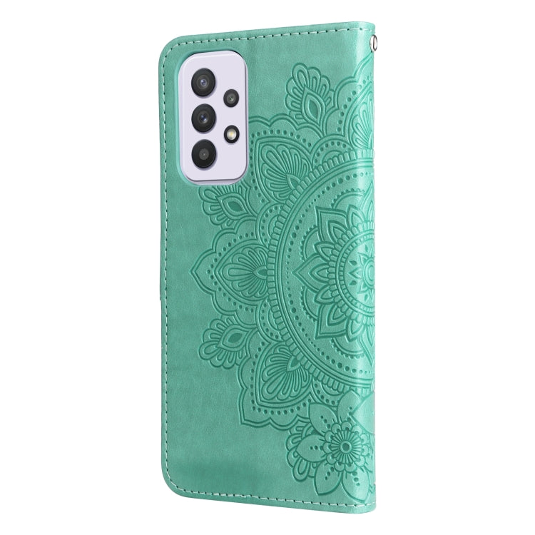 For Samsung Galaxy A33 5G 7-petal Flowers Embossing Pattern Horizontal Flip CasePhone Case(Green) by buy2fix