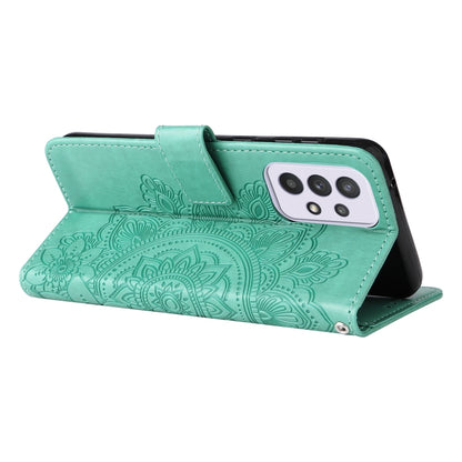 For Samsung Galaxy A33 5G 7-petal Flowers Embossing Pattern Horizontal Flip CasePhone Case(Green) by buy2fix