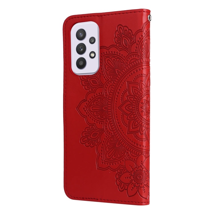 For Samsung Galaxy A33 5G 7-petal Flowers Embossing Pattern Horizontal Flip CasePhone Case(Red) by buy2fix