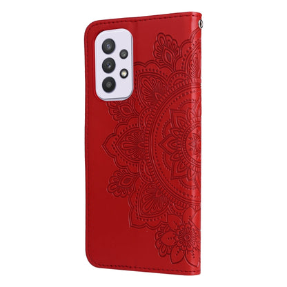 For Samsung Galaxy A33 5G 7-petal Flowers Embossing Pattern Horizontal Flip CasePhone Case(Red) by buy2fix