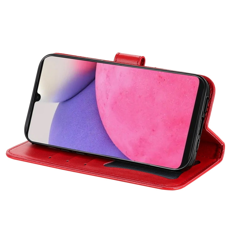 For Samsung Galaxy A33 5G 7-petal Flowers Embossing Pattern Horizontal Flip CasePhone Case(Red) by buy2fix