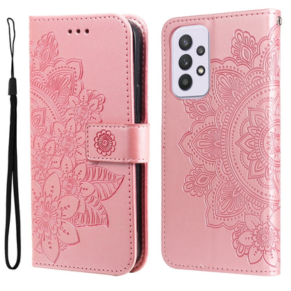 For Samsung Galaxy A33 5G 7-petal Flowers Embossing Pattern Horizontal Flip CasePhone Case(Rose Gold) by buy2fix