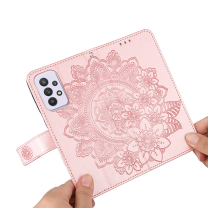 For Samsung Galaxy A33 5G 7-petal Flowers Embossing Pattern Horizontal Flip CasePhone Case(Rose Gold) by buy2fix