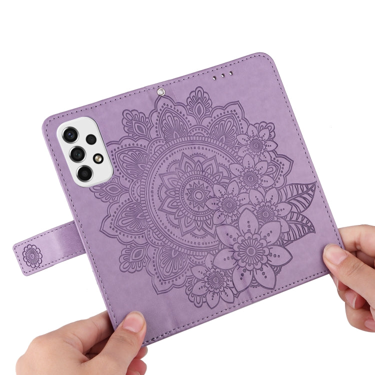 For Samsung Galaxy A53 5G 7-petal Flowers Embossing Pattern Horizontal Flip CasePhone Case(Light Purple) by buy2fix