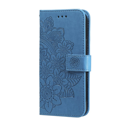 For Samsung Galaxy A53 5G 7-petal Flowers Embossing Pattern Horizontal Flip CasePhone Case(Blue) - Galaxy Phone Cases by buy2fix | Online Shopping UK | buy2fix