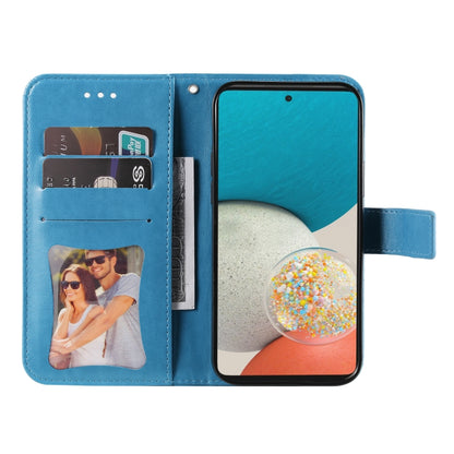 For Samsung Galaxy A53 5G 7-petal Flowers Embossing Pattern Horizontal Flip CasePhone Case(Blue) - Galaxy Phone Cases by buy2fix | Online Shopping UK | buy2fix