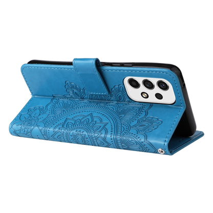 For Samsung Galaxy A53 5G 7-petal Flowers Embossing Pattern Horizontal Flip CasePhone Case(Blue) - Galaxy Phone Cases by buy2fix | Online Shopping UK | buy2fix