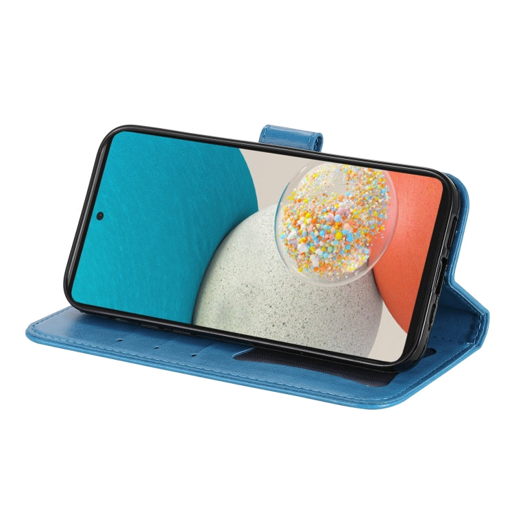 For Samsung Galaxy A53 5G 7-petal Flowers Embossing Pattern Horizontal Flip CasePhone Case(Blue) - Galaxy Phone Cases by buy2fix | Online Shopping UK | buy2fix