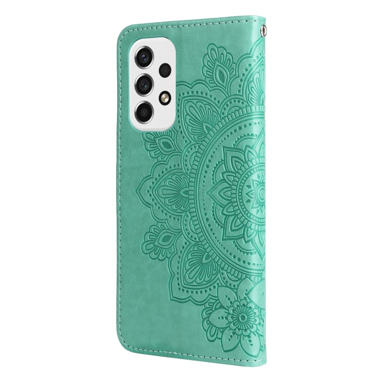 For Samsung Galaxy A53 5G 7-petal Flowers Embossing Pattern Horizontal Flip CasePhone Case(Green) by buy2fix