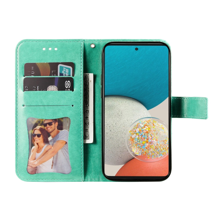 For Samsung Galaxy A53 5G 7-petal Flowers Embossing Pattern Horizontal Flip CasePhone Case(Green) by buy2fix