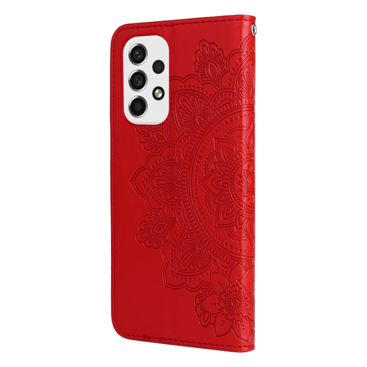For Samsung Galaxy A53 5G 7-petal Flowers Embossing Pattern Horizontal Flip CasePhone Case(Red) by buy2fix