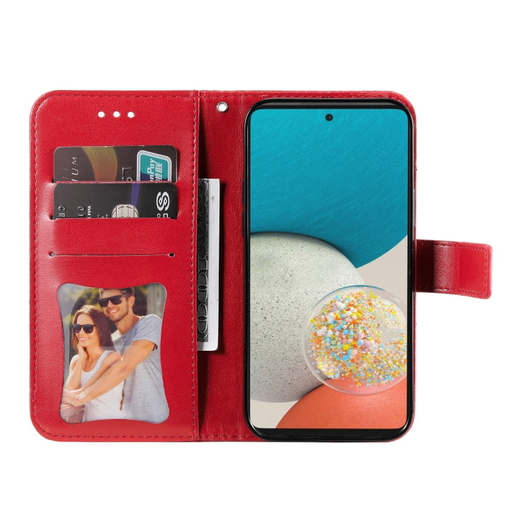 For Samsung Galaxy A53 5G 7-petal Flowers Embossing Pattern Horizontal Flip CasePhone Case(Red) by buy2fix