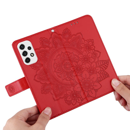 For Samsung Galaxy A53 5G 7-petal Flowers Embossing Pattern Horizontal Flip CasePhone Case(Red) by buy2fix