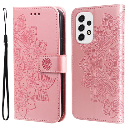 For Samsung Galaxy A53 5G 7-petal Flowers Embossing Pattern Horizontal Flip CasePhone Case(Rose Gold) by buy2fix