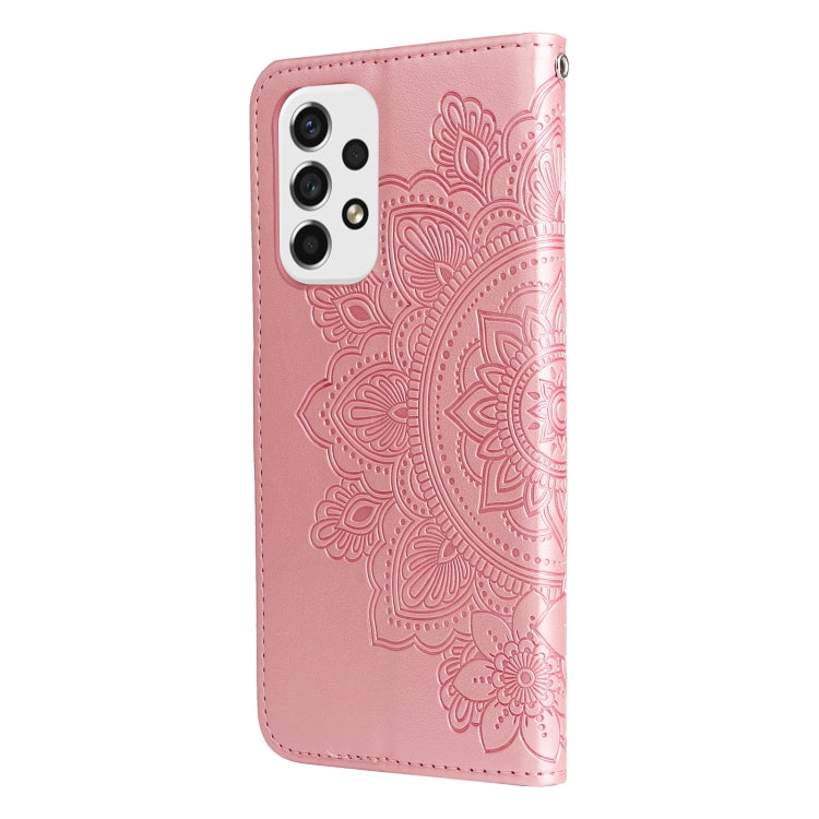 For Samsung Galaxy A53 5G 7-petal Flowers Embossing Pattern Horizontal Flip CasePhone Case(Rose Gold) by buy2fix