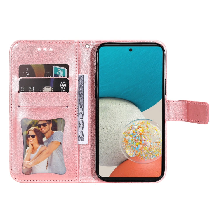 For Samsung Galaxy A53 5G 7-petal Flowers Embossing Pattern Horizontal Flip CasePhone Case(Rose Gold) by buy2fix