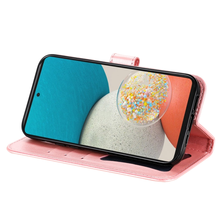 For Samsung Galaxy A53 5G 7-petal Flowers Embossing Pattern Horizontal Flip CasePhone Case(Rose Gold) by buy2fix