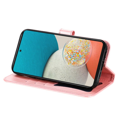 For Samsung Galaxy A53 5G 7-petal Flowers Embossing Pattern Horizontal Flip CasePhone Case(Rose Gold) by buy2fix