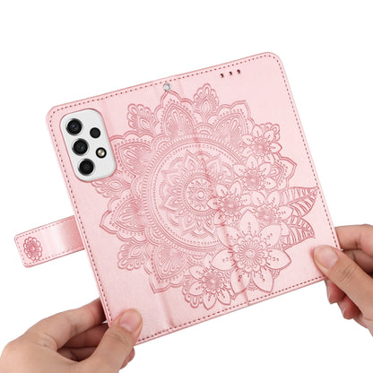 For Samsung Galaxy A53 5G 7-petal Flowers Embossing Pattern Horizontal Flip CasePhone Case(Rose Gold) by buy2fix