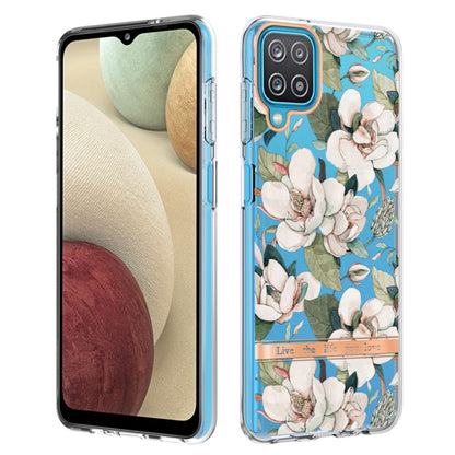 For Samsung Galaxy A12 Flowers and Plants Series IMD TPU Phone Case(Green Gardenia) by buy2fix