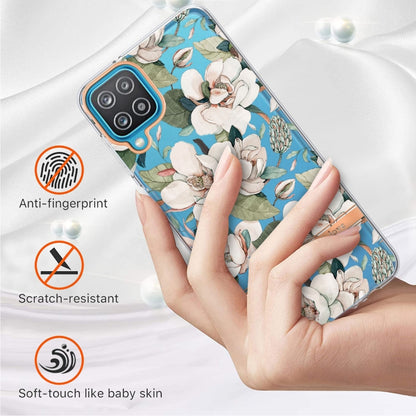 For Samsung Galaxy A12 Flowers and Plants Series IMD TPU Phone Case(Green Gardenia) by buy2fix
