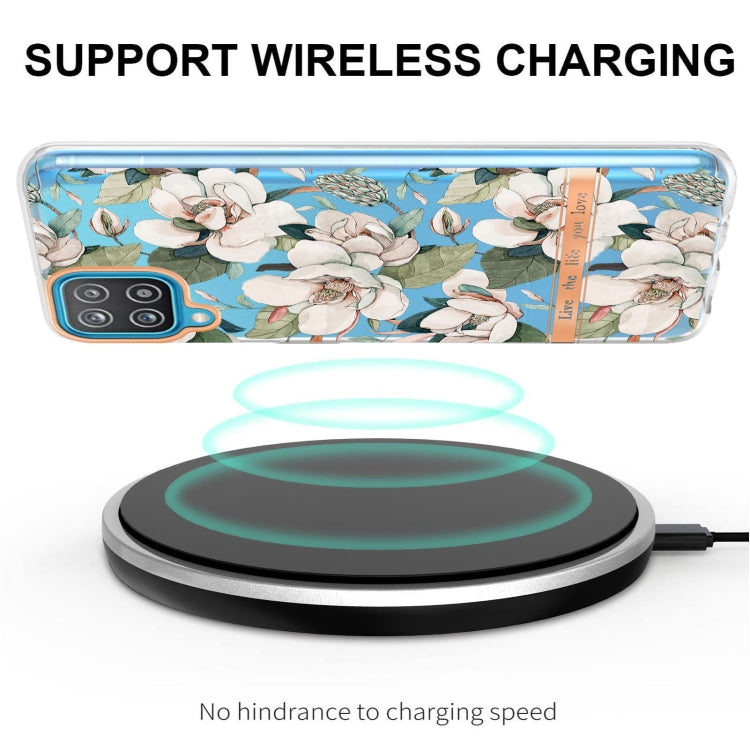 For Samsung Galaxy A12 Flowers and Plants Series IMD TPU Phone Case(Green Gardenia) by buy2fix