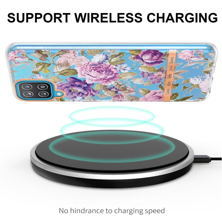 For Samsung Galaxy A12 Flowers and Plants Series IMD TPU Phone Case(Purple Peony) by buy2fix