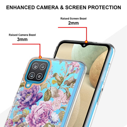For Samsung Galaxy A12 Flowers and Plants Series IMD TPU Phone Case(Purple Peony) by buy2fix