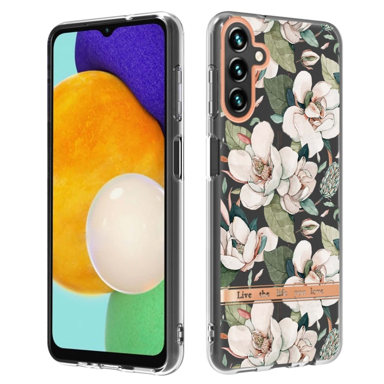 For Samsung Galaxy A13 Flowers and Plants Series IMD TPU Phone Case(Green Gardenia) by buy2fix