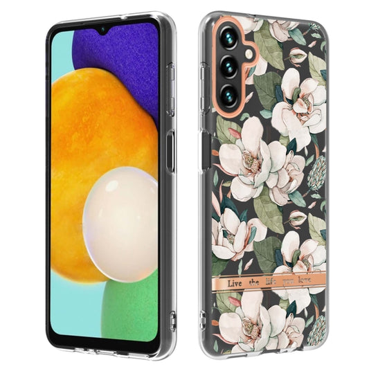 For Samsung Galaxy A13 Flowers and Plants Series IMD TPU Phone Case(Green Gardenia) by buy2fix