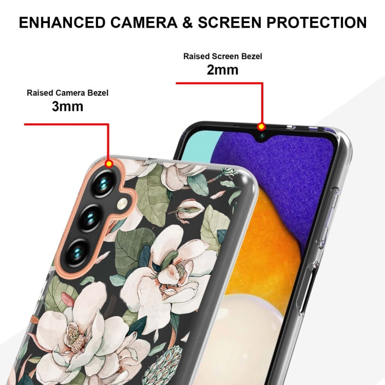 For Samsung Galaxy A13 Flowers and Plants Series IMD TPU Phone Case(Green Gardenia) by buy2fix