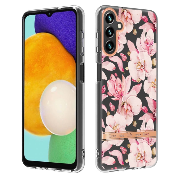 For Samsung Galaxy A13 Flowers and Plants Series IMD TPU Phone Case(Pink Gardenia) by buy2fix