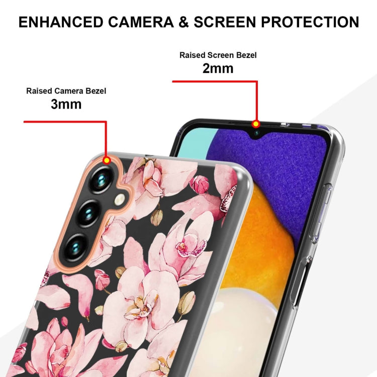 For Samsung Galaxy A13 Flowers and Plants Series IMD TPU Phone Case(Pink Gardenia) by buy2fix