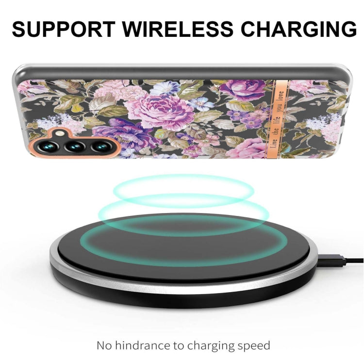 For Samsung Galaxy A13 Flowers and Plants Series IMD TPU Phone Case(Purple Peony) by buy2fix