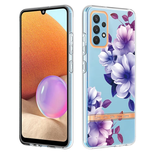 For Samsung Galaxy A32 4G Flowers and Plants Series IMD TPU Phone Case(Purple Begonia) by buy2fix
