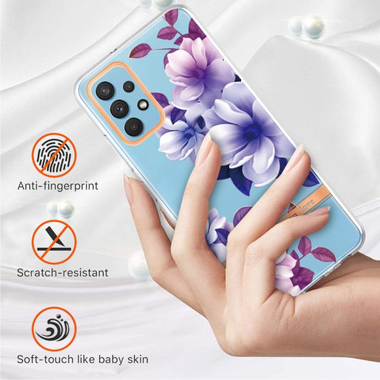 For Samsung Galaxy A32 4G Flowers and Plants Series IMD TPU Phone Case(Purple Begonia) by buy2fix