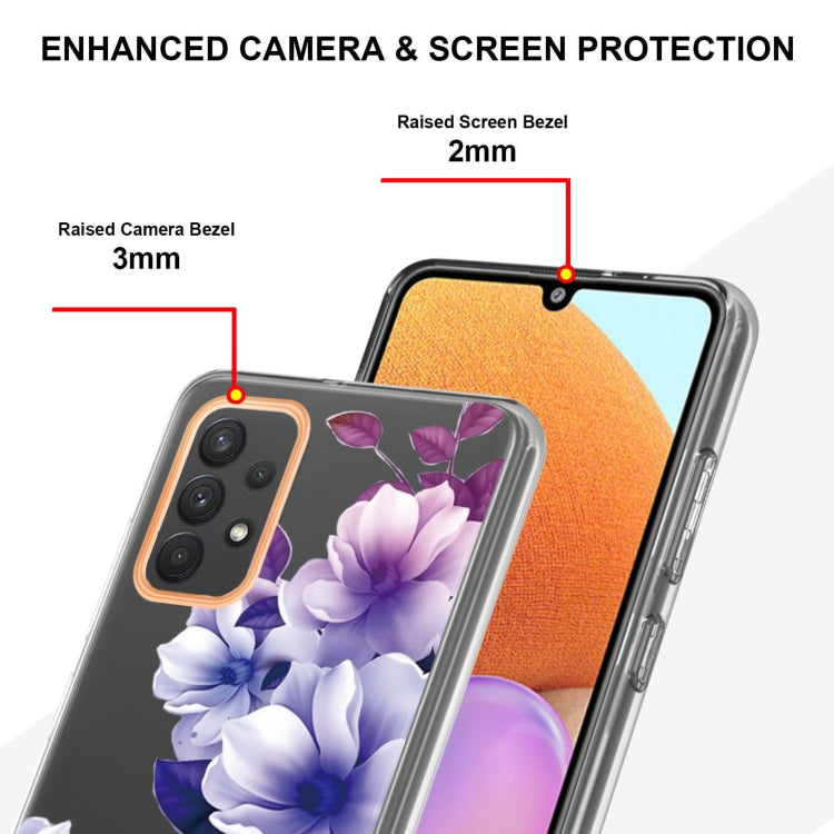 For Samsung Galaxy A32 4G Flowers and Plants Series IMD TPU Phone Case(Purple Begonia) by buy2fix
