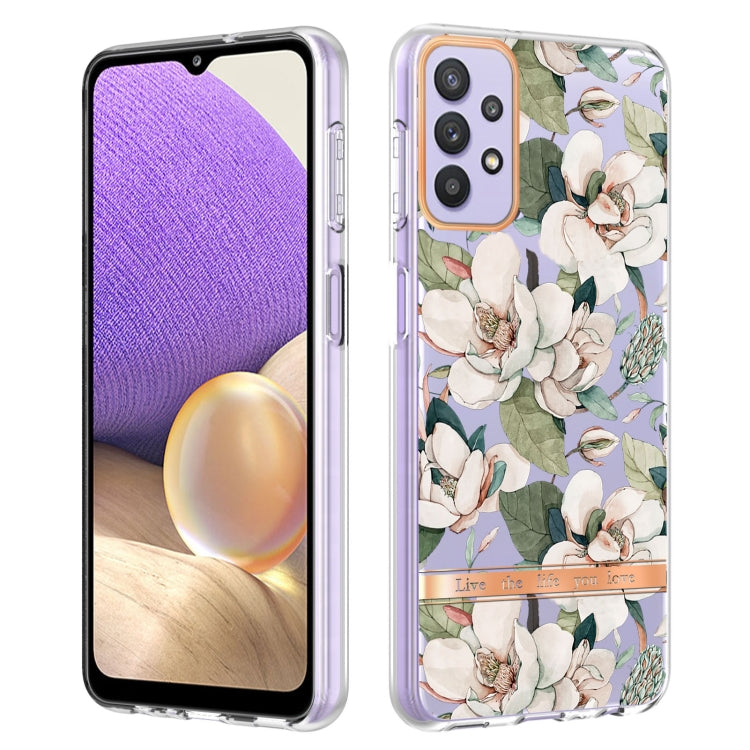 For Samsung Galaxy A32 5G Flowers and Plants Series IMD TPU Phone Case(Green Gardenia) by buy2fix