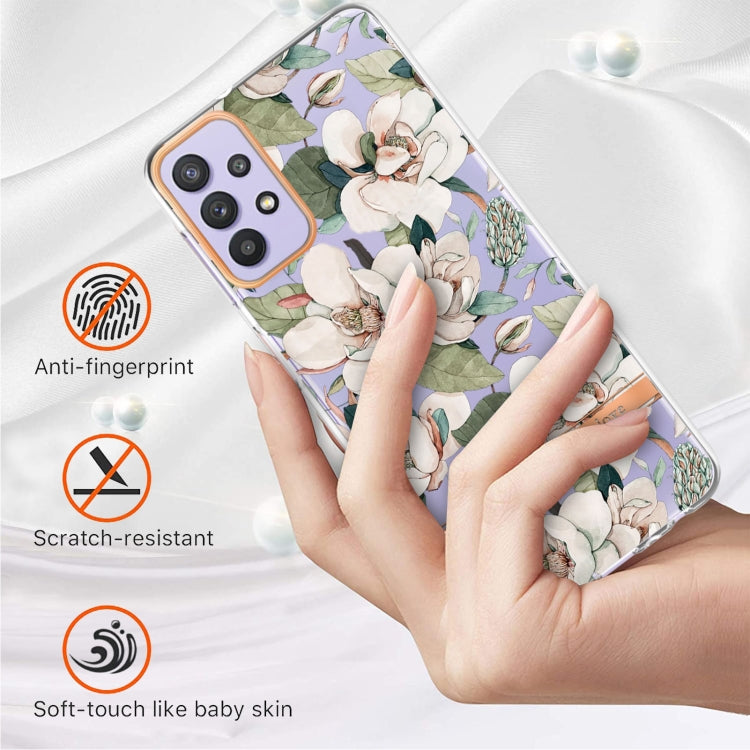 For Samsung Galaxy A32 5G Flowers and Plants Series IMD TPU Phone Case(Green Gardenia) by buy2fix