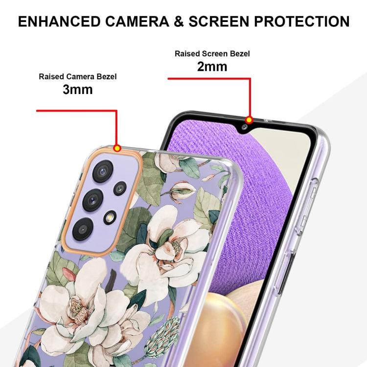 For Samsung Galaxy A32 5G Flowers and Plants Series IMD TPU Phone Case(Green Gardenia) by buy2fix