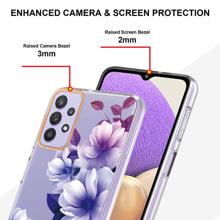 For Samsung Galaxy A32 5G Flowers and Plants Series IMD TPU Phone Case(Purple Begonia) by buy2fix