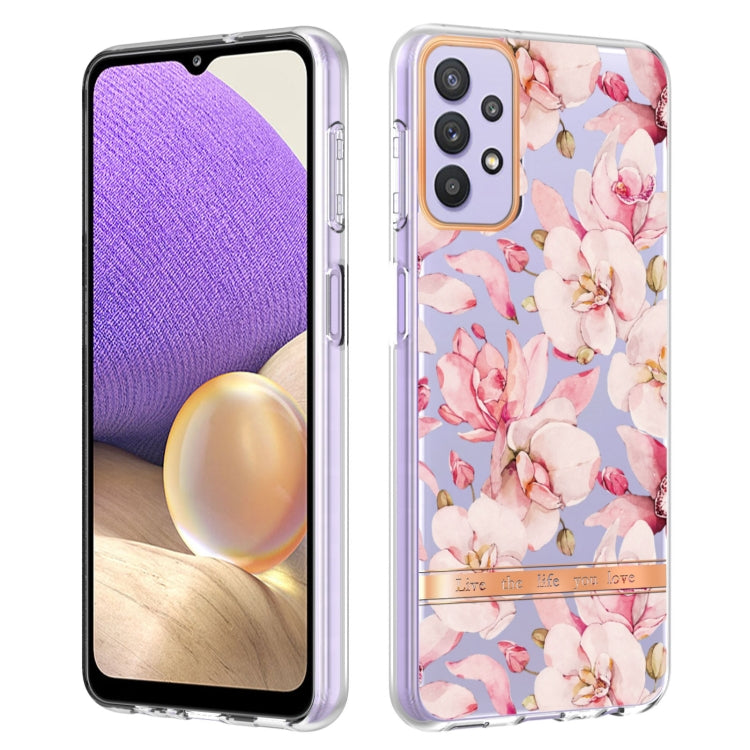For Samsung Galaxy A32 5G Flowers and Plants Series IMD TPU Phone Case(Pink Gardenia) by buy2fix