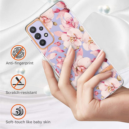 For Samsung Galaxy A32 5G Flowers and Plants Series IMD TPU Phone Case(Pink Gardenia) by buy2fix