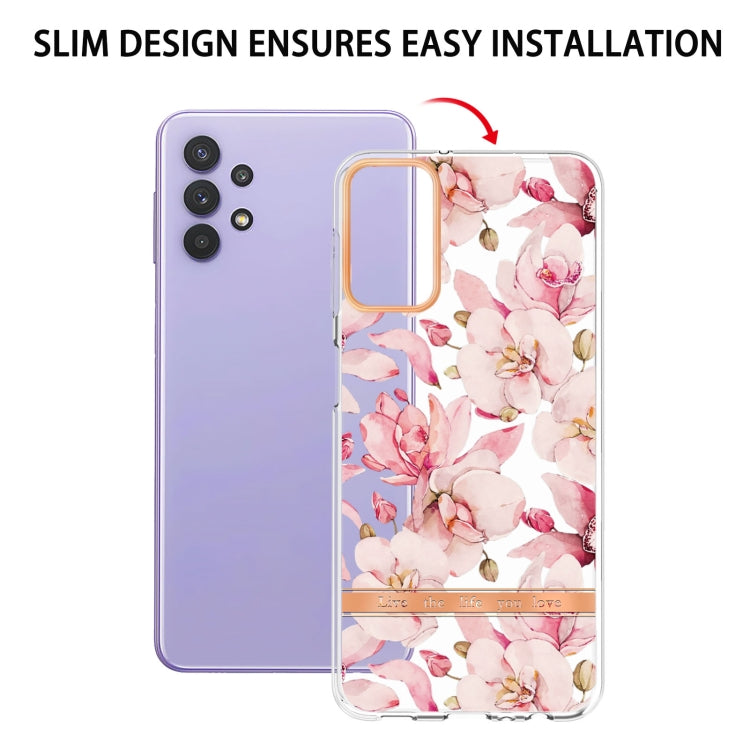 For Samsung Galaxy A32 5G Flowers and Plants Series IMD TPU Phone Case(Pink Gardenia) by buy2fix